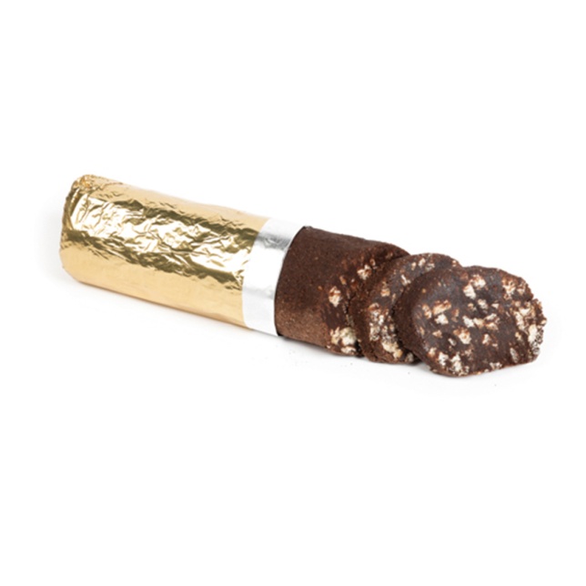 Foil wrapped chocolate salami