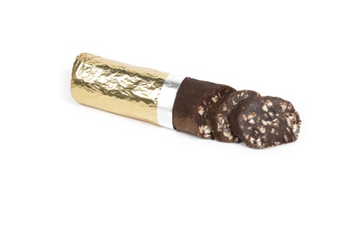 Foil wrapped chocolate salami